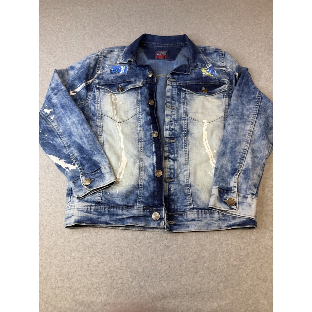 GS-115 Denim Jacket Mens Size S Blue Acid Wash Excellent Premium Trucker Edgy